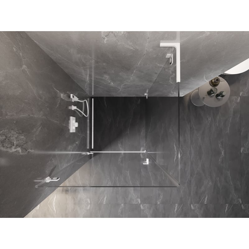 Mexen Lunar-B L Duschkabine schwenkbar links 90 x 90 cm, transparent, weiß - 832L-090-090-20-00-L