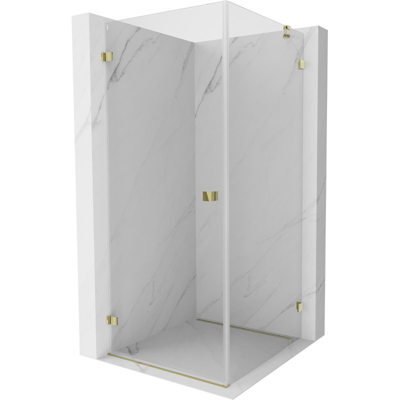 Mexen Lunar-B Duschkabine schwenkbar links 80 x 80 cm, transparent, gold - 832-080-080-50-00-L