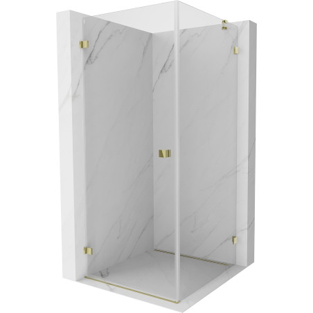 Mexen Lunar-B Duschkabine schwenkbar links 80 x 80 cm, transparent, gold - 832-080-080-50-00-L