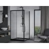 Mexen Apia Duschkabine zum Schieben 100 x 100 cm, transparent, schwarz + Duschwanne Flat, schwarz - 840-100-100-70-00-4070B