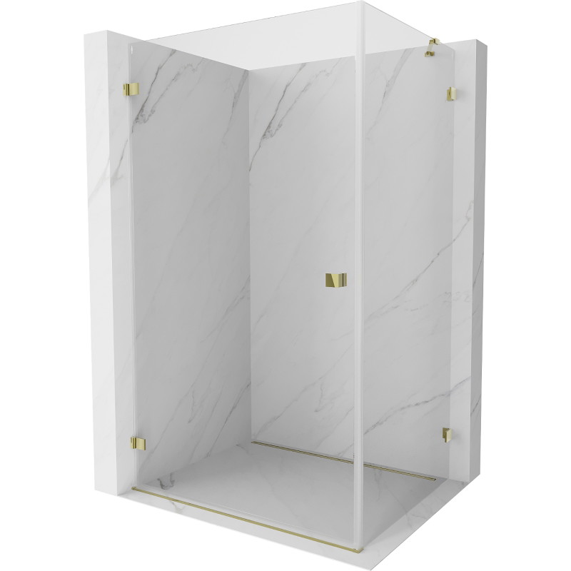 Mexen Lunar-B Duschkabine schwenkbar links 85 x 80 cm, transparent, gold - 832-085-080-50-00-L