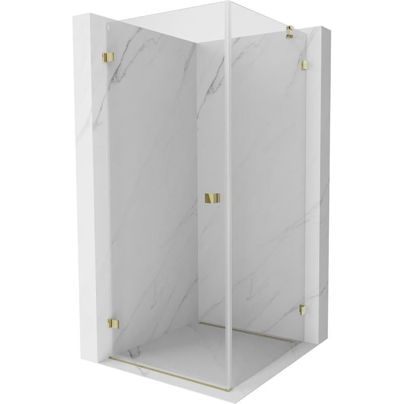 Mexen Lunar-B Duschkabine links schwenkbar 90 x 90 cm, transparent, gold - 832-090-090-50-00-L