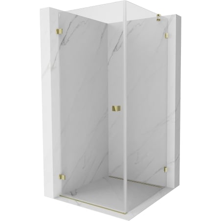 Mexen Lunar-B Duschkabine links schwenkbar 90 x 90 cm, transparent, gold - 832-090-090-50-00-L