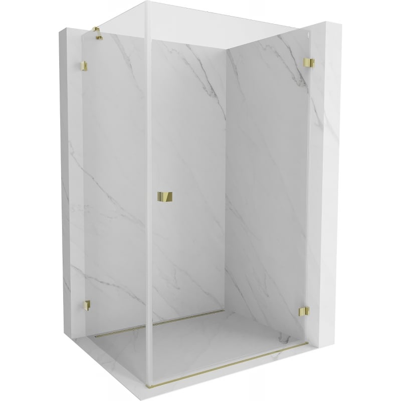 Mexen Lunar-B Duschkabine Drehbar Rechts 90 x 80 cm, Transparent, Gold - 832-090-080-50-00-P