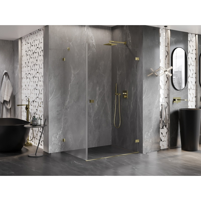 Mexen Lunar-B Duschkabine Schwingtür rechts 95 x 80 cm, transparent, gold - 832-095-080-50-00-P