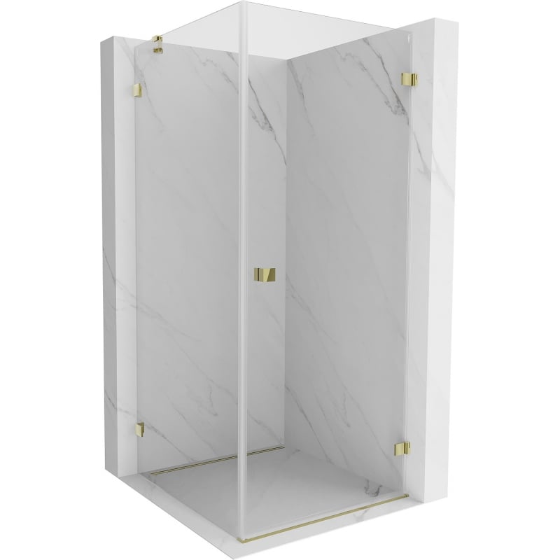 Mexen Lunar-B Duschkabine, schwenkbar, rechts, 90 x 90 cm, transparent, gold - 832-090-090-50-00-P