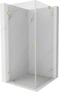 Mexen Lunar-B Duschkabine, schwenkbar, links, 80 x 80 cm, transparent, gebürstet gold - 832-080-080-55-00-L
