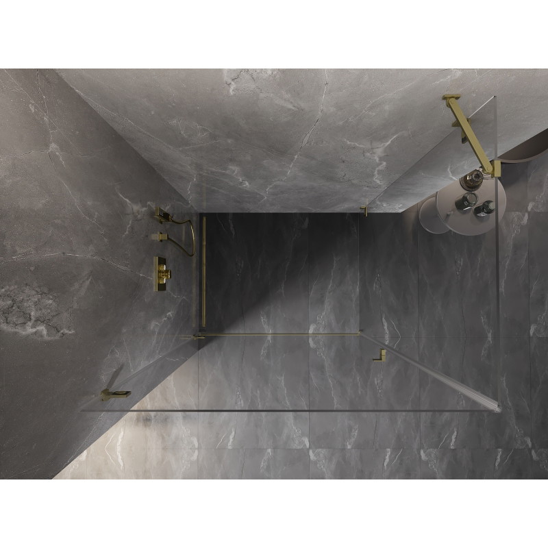 Mexen Lunar-B Pivot-Duschkabine links 85 x 80 cm, transparent, gold gebürstet - 832-085-080-55-00-L