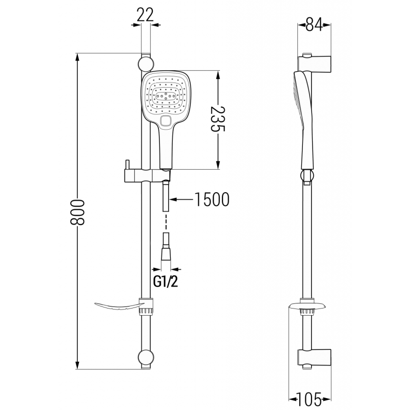 Mexen DF17 verschiebbares Duschset, Chrom - 785174582-00
