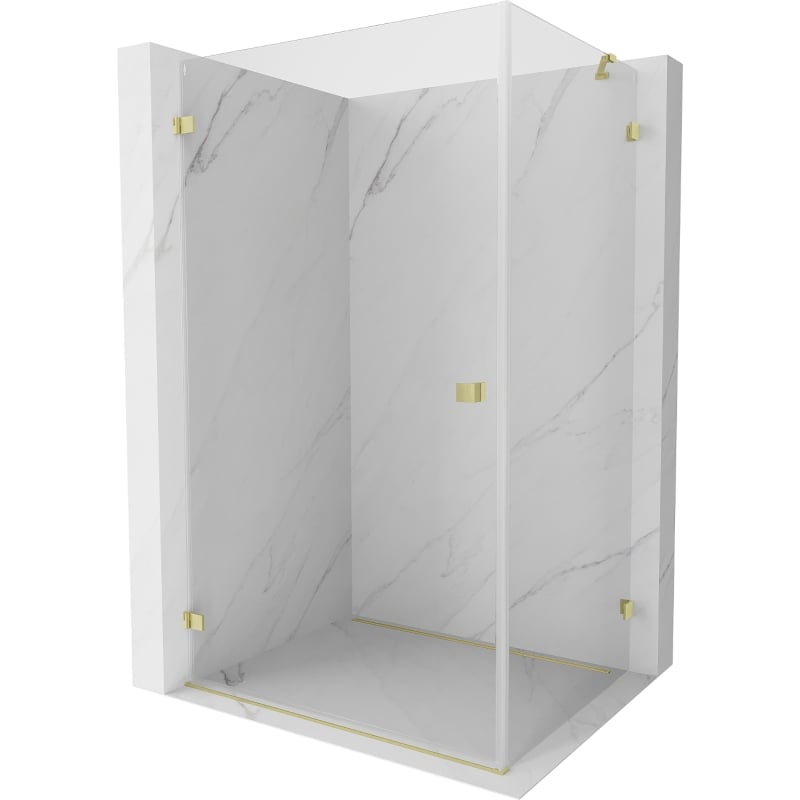 Mexen Lunar-B Pendeltür-Duschkabine links 100 x 80 cm, transparent, gebürstetes Gold - 832-100-080-55-00-L