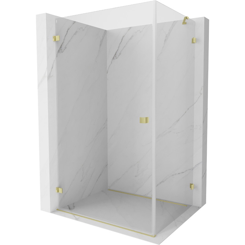 Mexen Lunar-B Duschkabine, schwenkbar, links, 95 x 90 cm, transparent, gebürstet gold - 832-095-090-55-00-L
