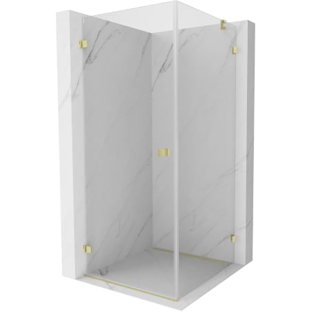 Mexen Lunar-B Duschkabine aufschwingbar links 100 x 100 cm, transparent, gebürstetes Gold - 832-100-100-55-00-L