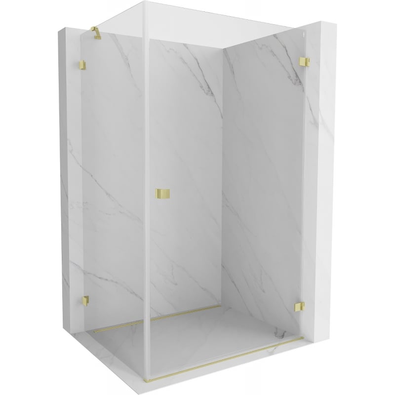 Mexen Lunar-B rechte Duschkabine 85 x 80 cm, transparent, gebürstetes Gold - 832-085-080-55-00-P