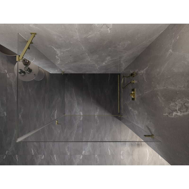 Mexen Lunar-B Duschkabine, rechts öffnend, 90 x 80 cm, transparent, gebürstetes Gold - 832-090-080-55-00-P