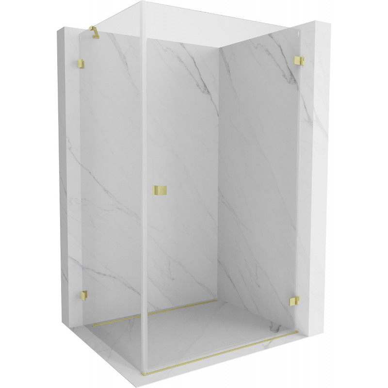 Mexen Lunar-B Duschkabine, rechts öffnend, 100 x 80 cm, transparent, gebürstetes Gold - 832-100-080-55-00-P
