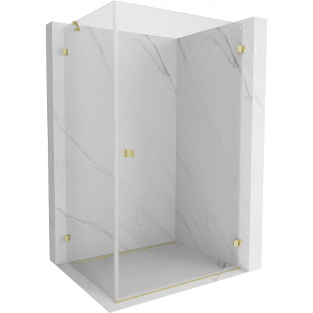 Mexen Lunar-B Duschkabine, rechts öffnend, 100 x 80 cm, transparent, gebürstetes Gold - 832-100-080-55-00-P