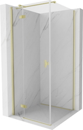 Mexen Mist-H T Duschkabine schwenkbar links 100 x 100 cm, transparent, gebürstetes Gold - 8A5T-100-100-55-00-L