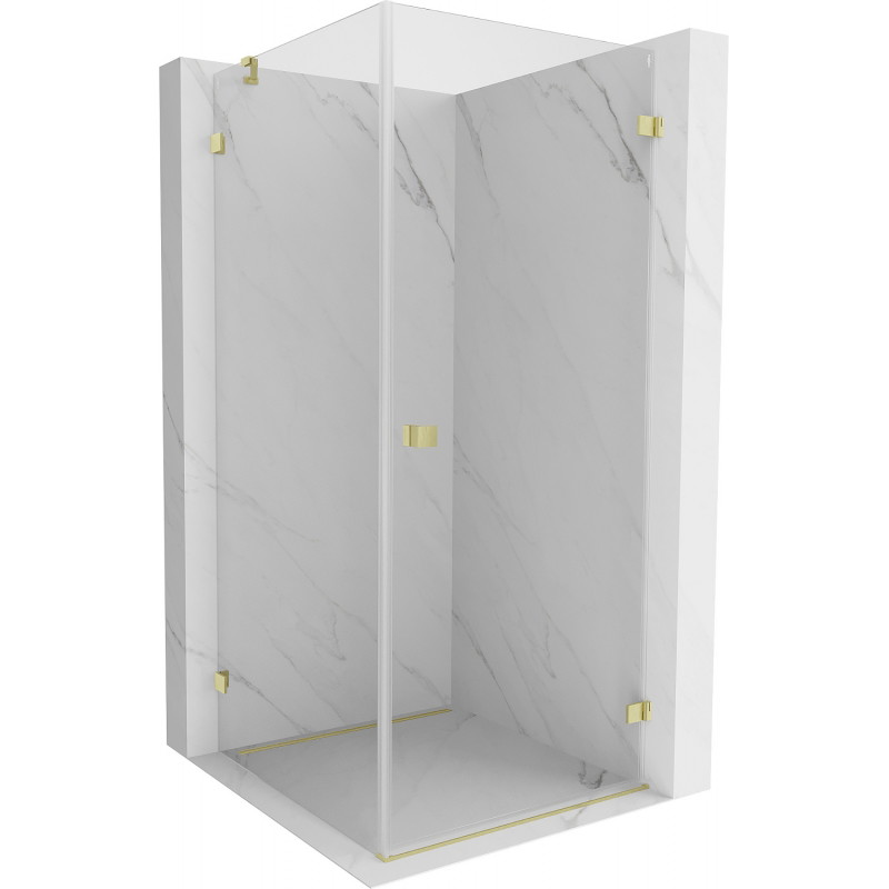 Mexen Lunar-B Duschkabine schwenkbar rechts 100 x 100 cm, transparent, gebürstetes Gold - 832-100-100-55-00-P