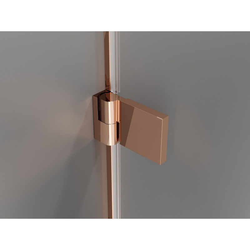 Mexen Lunar-B Duschkabine, schwenkbar, links, 80 x 80 cm, transparent, Roségold - 832-080-080-60-00-L