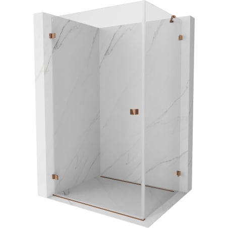 Mexen Lunar-B Duschkabine schwenkbar links 100 x 80 cm, transparent, Roségold - 832-100-080-60-00-L
