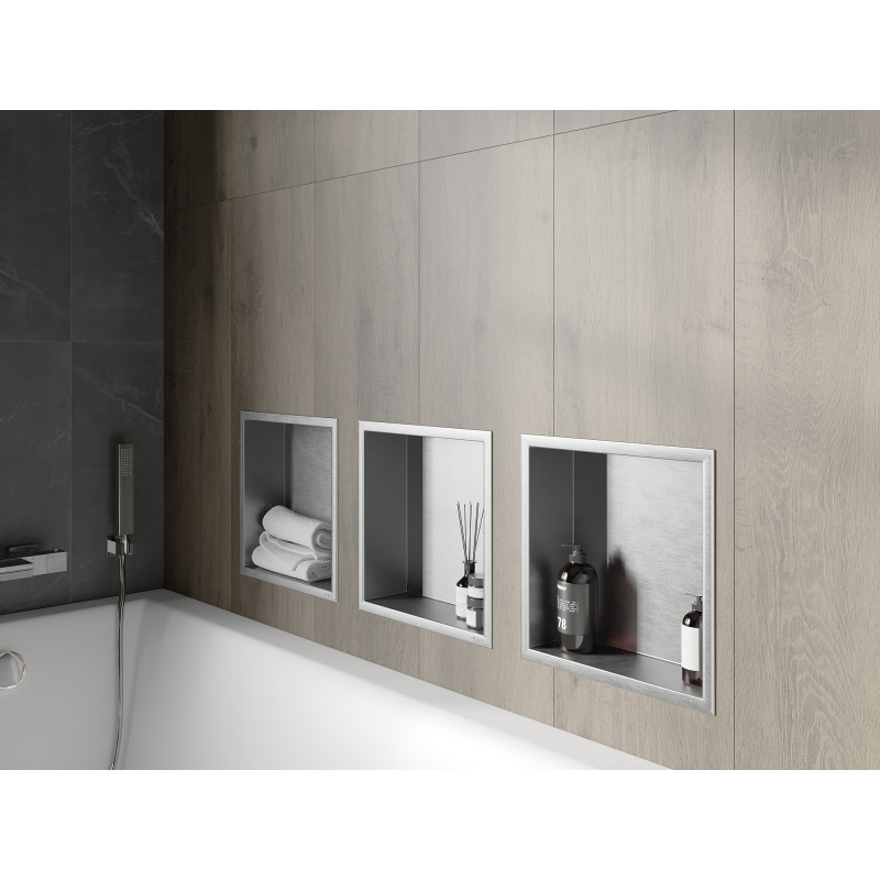 Mexen X-Wall-R Einbau-Nischenregal mit Flansch 30 x 30 cm, Inox - 1910303010