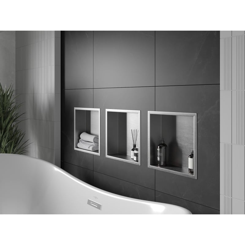 Mexen X-Wall-R Nischenregal mit Flansch 30 x 30 cm, Inox - 1910303010