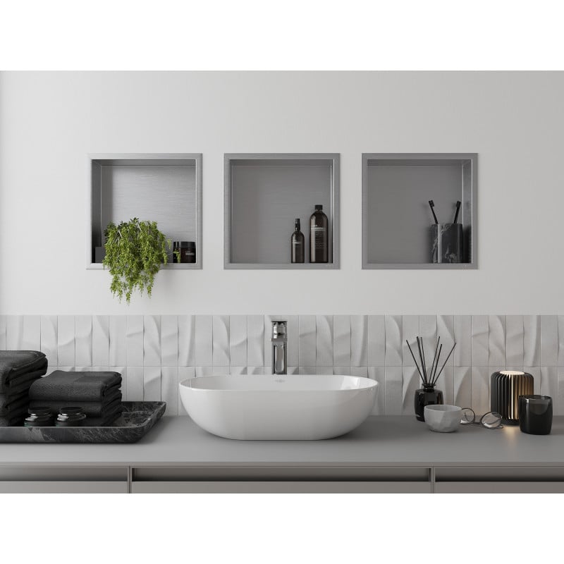 Mexen X-Wall-R Nischenregal mit Flansch 30 x 30 cm, Inox - 1910303010