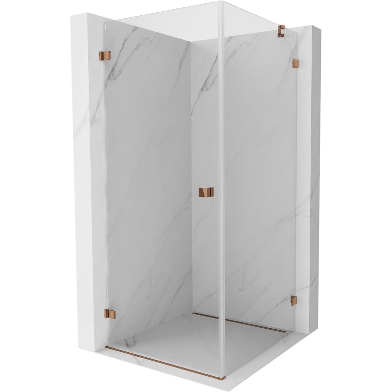 Mexen Lunar-B Duschkabine schwenkbar links 100 x 100 cm, transparent, Roségold - 832-100-100-60-00-L
