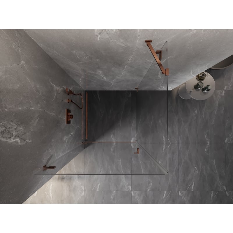Mexen Lunar-B Duschkabine schwenkbar links 100 x 100 cm, transparent, Roségold - 832-100-100-60-00-L