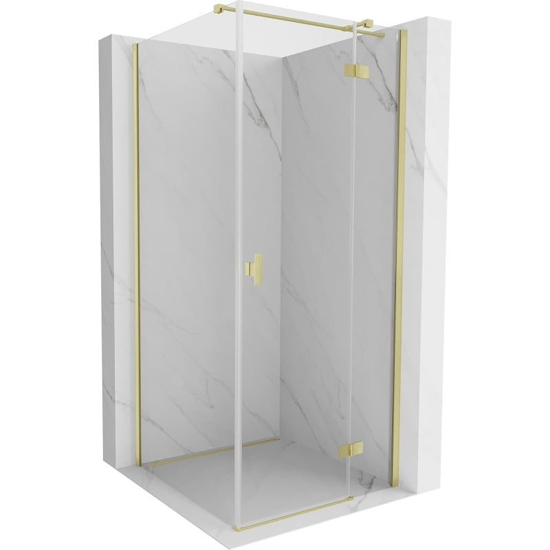 Mexen Mist-H T Duschkabine Schwingtür rechts 80 x 80 cm, transparent, gebürstet Gold - 8A5T-080-080-55-00-P