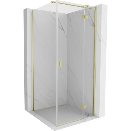 Mexen Mist-H T Duschkabine Schwingtür rechts 80 x 80 cm, transparent, gebürstet Gold - 8A5T-080-080-55-00-P