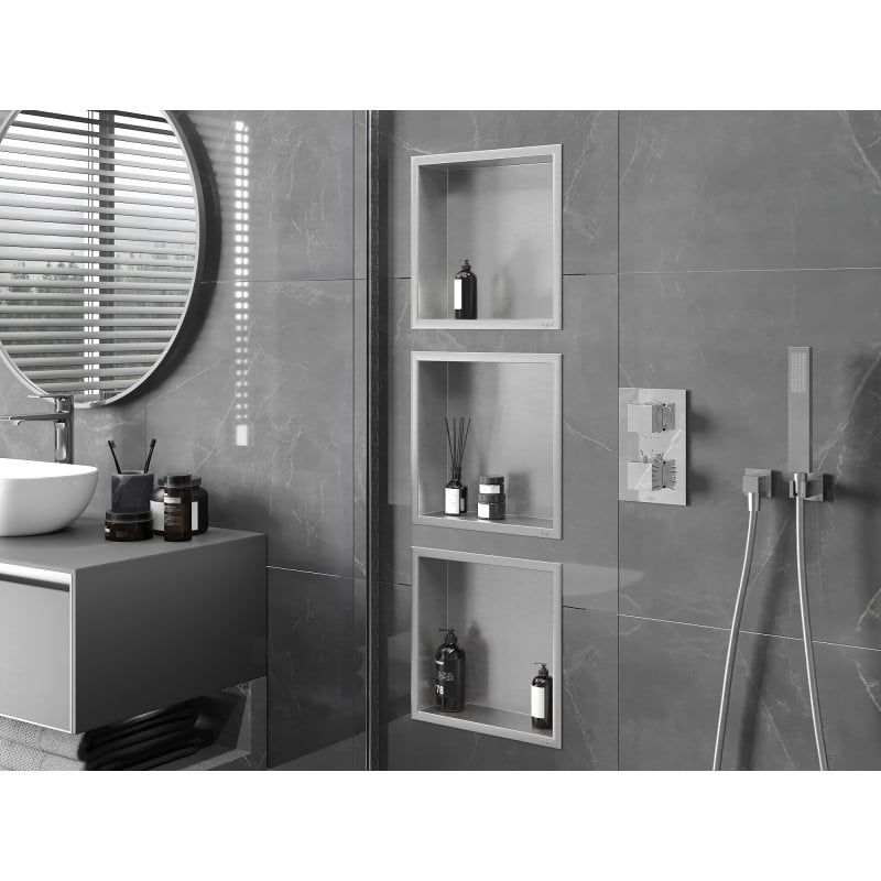 Mexen X-Wall-R Nischenregal mit Flansch 30 x 30 cm, Inox - 1910303010