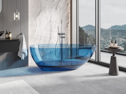 Mexen Glass Denim freistehende transparente Badewanne 170 x 85 cm, Chrom-Abfluss - 58061708507