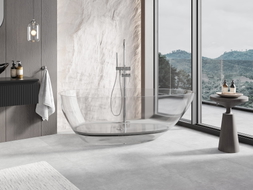 Mexen Glass freistehende transparente Badewanne 170 x 85 cm, klar, Chromverschluss - 58061708508