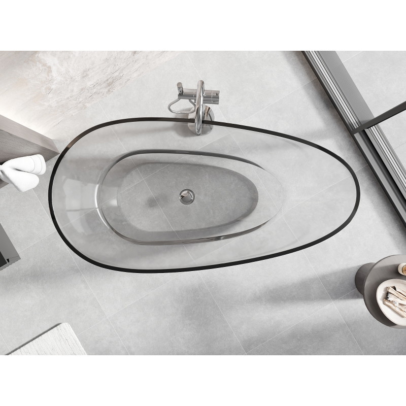 Mexen Glass klare freistehende Badewanne transparent 170 x 85 cm, Chrom-Stöpsel - 58061708508