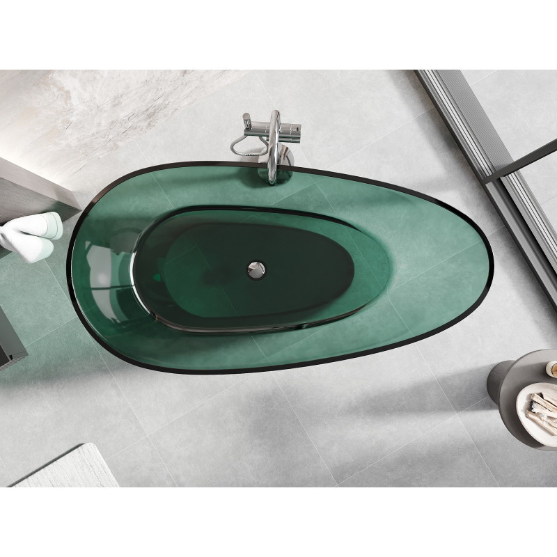 Mexen Glass Teal Freistehende Badewanne Transparent 170 x 85 cm, Chrom-Abfluss - 58061708511