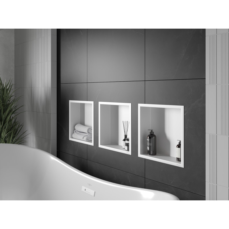 Mexen X-Wall-R Nischenregal mit Flansch 30 x 30 cm, weiß - 1920303010