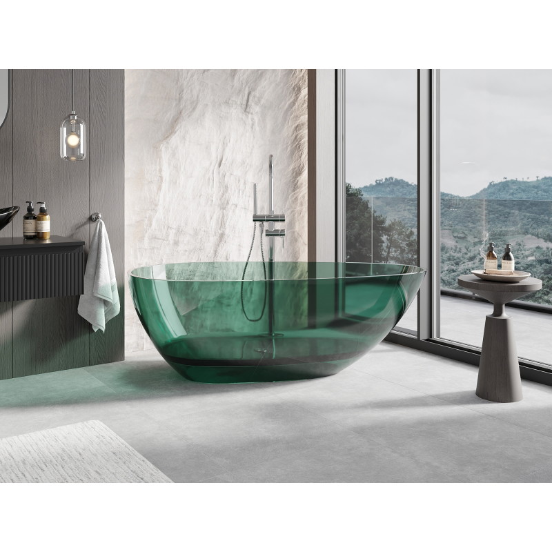 Mexen Glass Teal Freistehende Badewanne Transparent 170 x 85 cm, Chrom-Abfluss - 58061708511