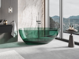 Mexen Glass Teal Freistehende Badewanne Transparent 170 x 85 cm, Chrom-Abfluss - 58061708511