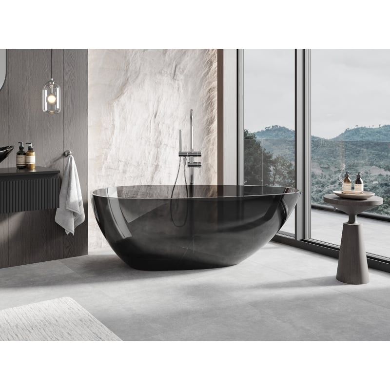 Mexen Glass schwarzer freistehender transparenter Whirlpool 170 x 85 cm, Chromstopfen - 58061708513