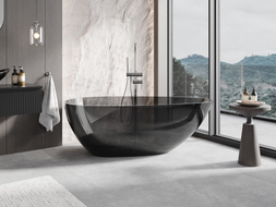Mexen Glass schwarz freistehende transparente Badewanne 160 x 80 cm, Chromverschluss - 58061608013
