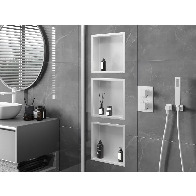 Mexen X-Wall-R Nischeregal mit Flansch 30 x 30 cm, weiß - 1920303010