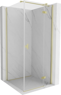 Mexen Mist-H T Duschkabine mit Anschlagtür rechts 100 x 100 cm, transparent, gebürstetes Gold - 8A5T-100-100-55-00-P