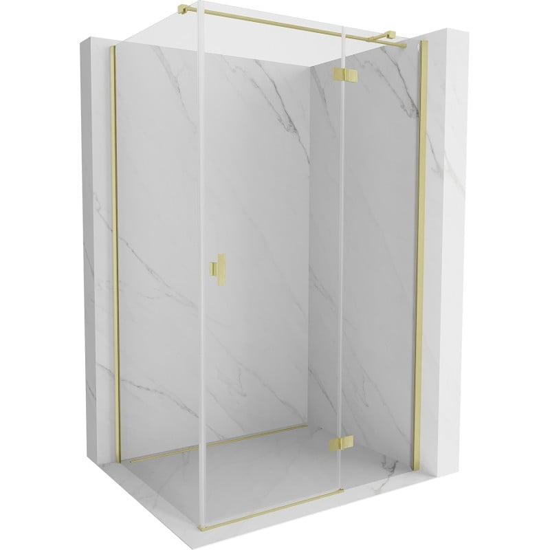 Mexen Mist-H T Duschkabine Schwingtür rechts 80 x 110 cm, transparent, gebürstetes Gold - 8A5T-080-110-55-00-P