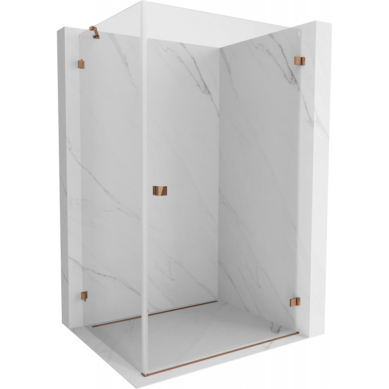 Mexen Lunar-B Duschkabine aufschwingbar rechts 95 x 90 cm, transparent, Roségold - 832-095-090-60-00-P