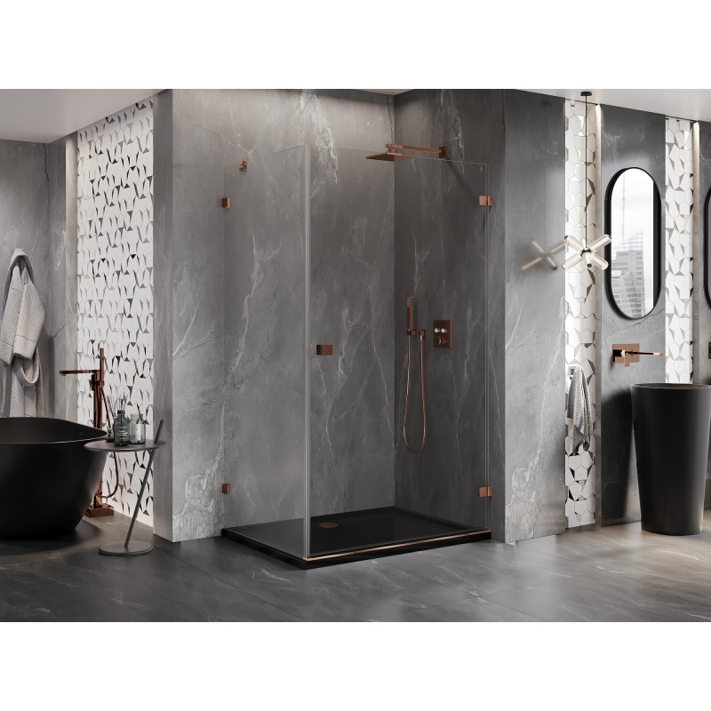 Mexen Lunar-B Duschkabine aufschwingbar rechts 95 x 90 cm, transparent, Roségold - 832-095-090-60-00-P