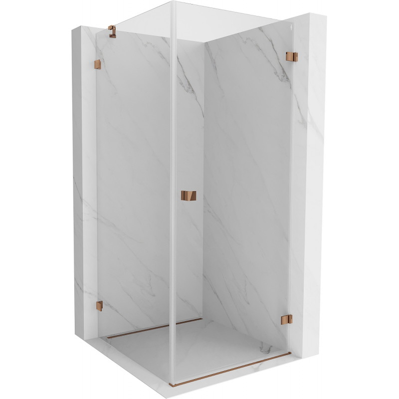 Mexen Lunar-B Duschkabine, schwenkbar, rechts, 100 x 100 cm, transparent, Roségold - 832-100-100-60-00-P
