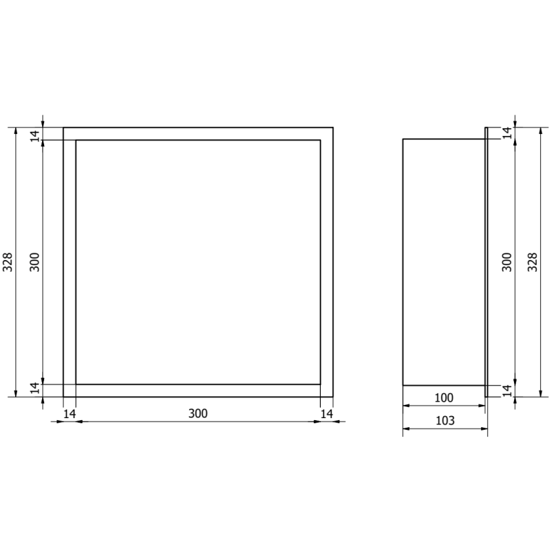 Mexen X-Wall-R Einbauablage mit Flansch 30 x 30 cm, schwarz - 1970303010