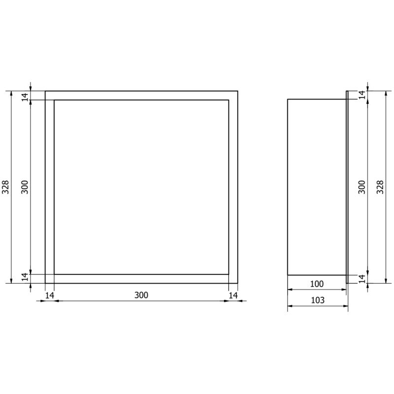 Mexen X-Wall-R Wandablage mit Flansch 30 x 30 cm, schwarz - 1970303010