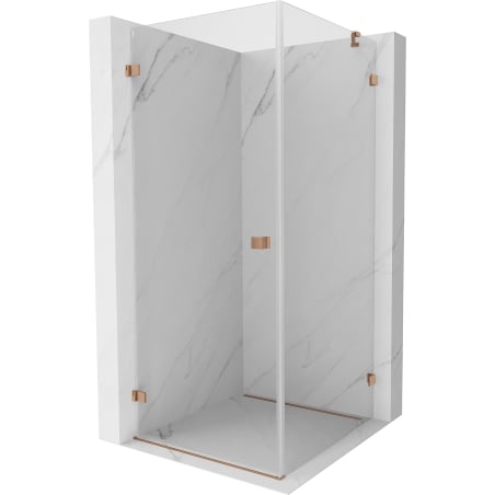 Mexen Lunar-B Duschkabine schwenkbar links 80 x 80 cm, transparent, gebürstetes Kupfer - 832-080-080-65-00-L
